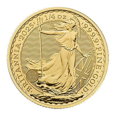 A picture of a 1/4 oz Gold Britannia Coin (2025)